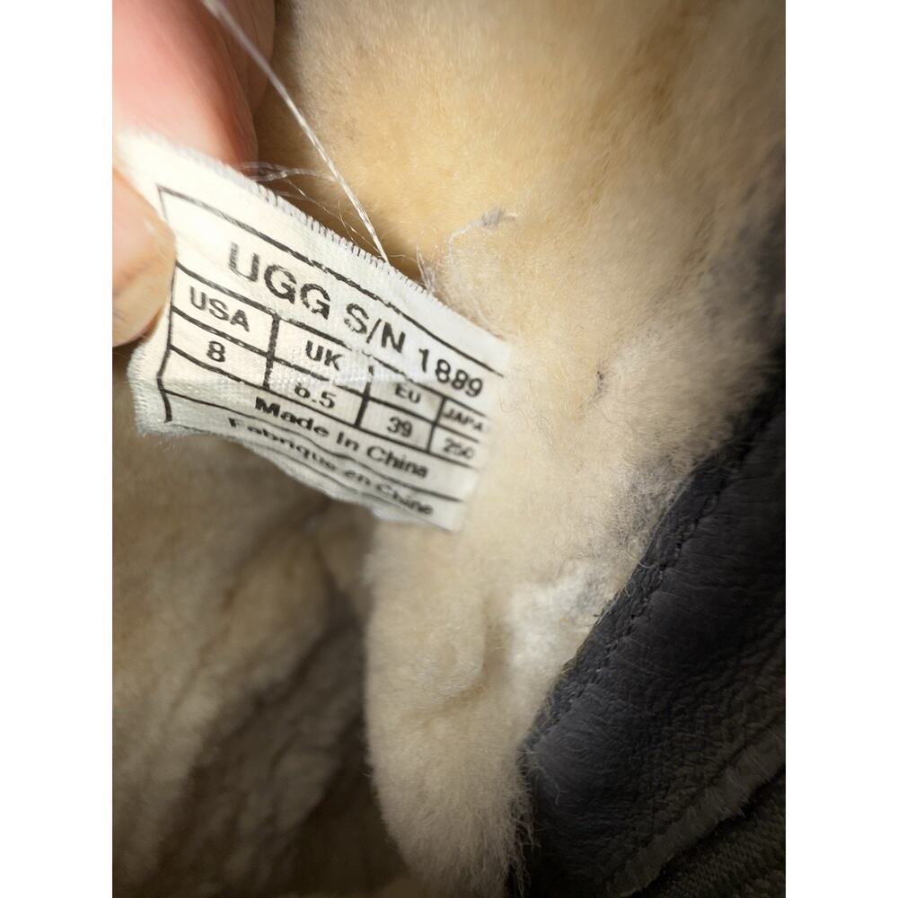 UGG Roslynn Grey Metallic Sz 8 Suede Zipper Boot W/Cream Sherpa Lining Midcalf - Picture 14 of 15
